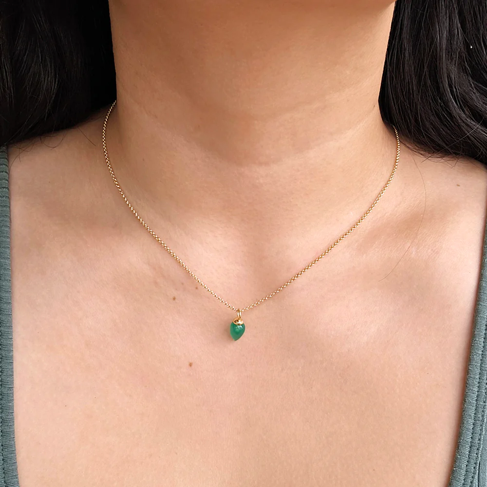 Gold Vermeil Green Onyx Necklace - "Pendulum" - Image 2