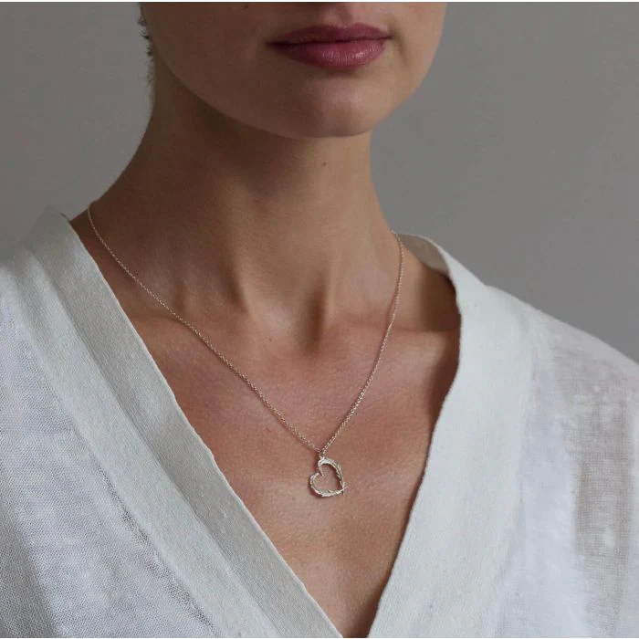 Gold Vermeil Heart Necklace - "Delicate Feather" - Image 3