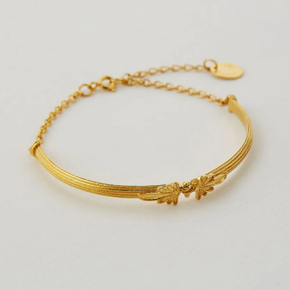 Gold Vermeil Hinged Bracelet - "Ornate Columns" - Image 3