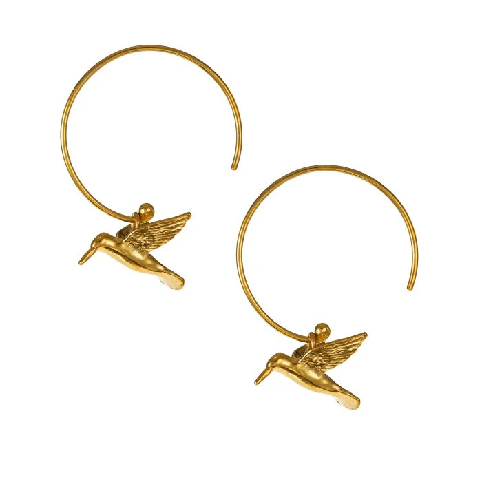 Gold Vermeil Hoop Earrings - "Hummingbird" - Image 3