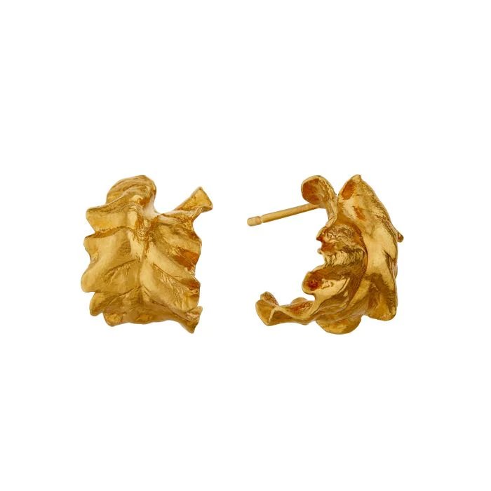Gold Vermeil Hoop Earrings - "Leafy Chard" - Image 4