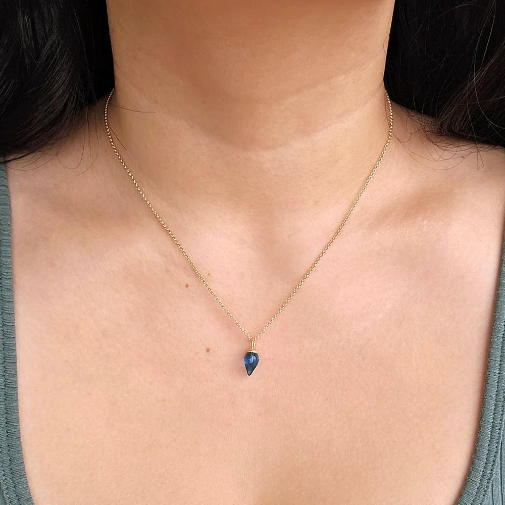 Gold Vermeil Iolite Necklace - "Pendulum" - Image 2