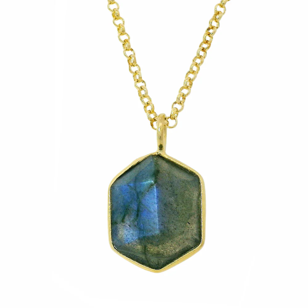 Gold Vermeil & Labradorite Necklace "Geo" - Image 2