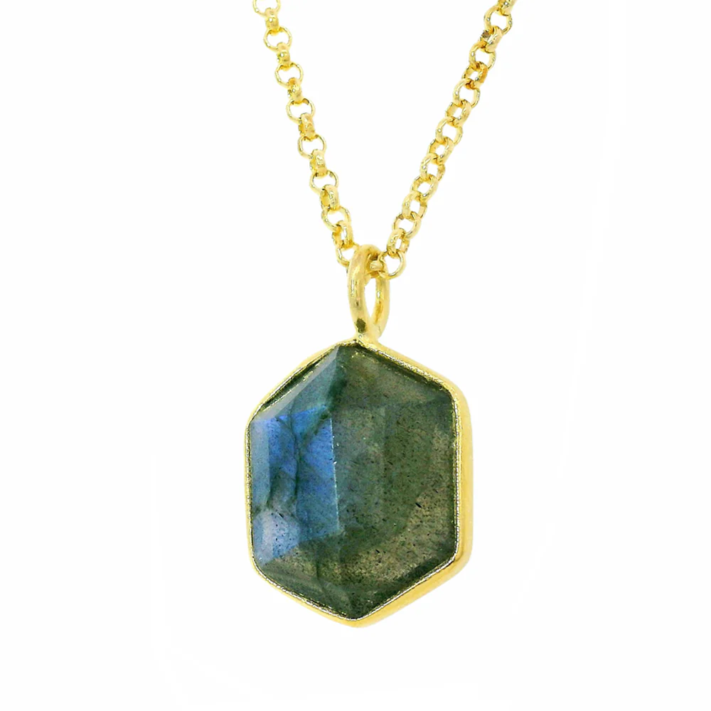 Gold Vermeil & Labradorite Necklace "Geo" - Image 3