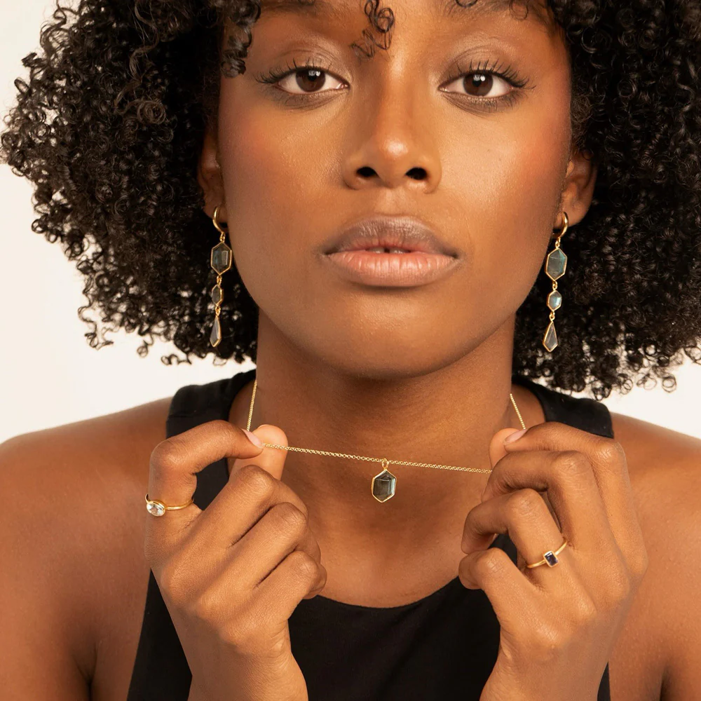 Gold Vermeil & Labradorite Necklace "Geo" - Image 4