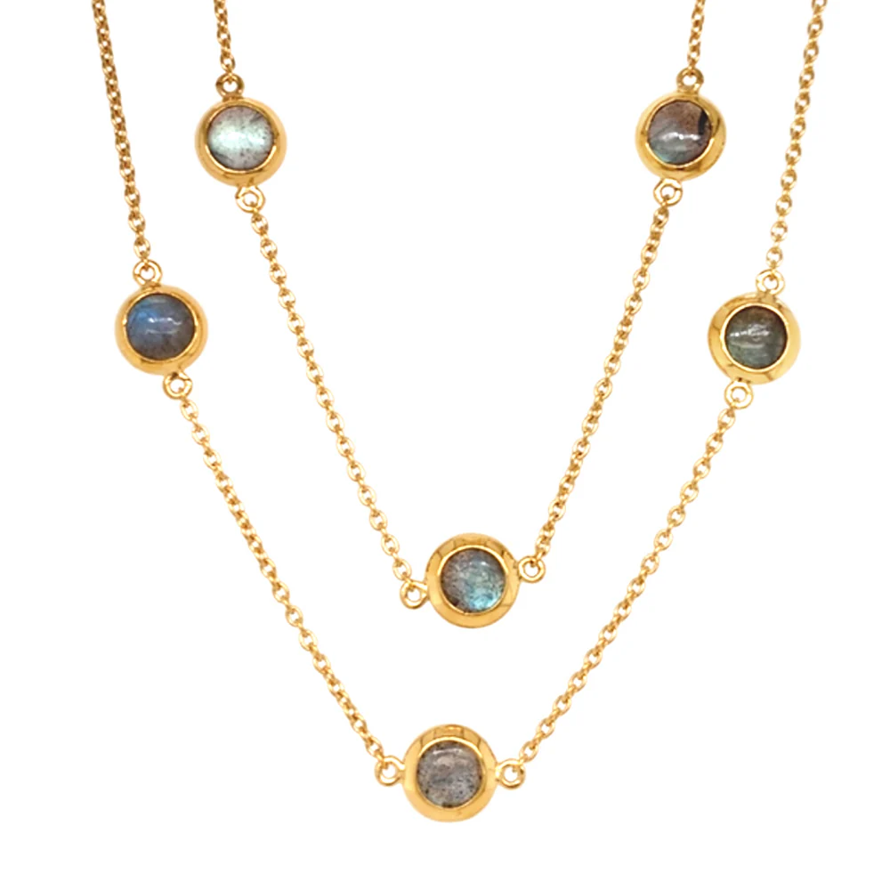 Gold Vermeil & Labradorite Station Necklace - Image 2