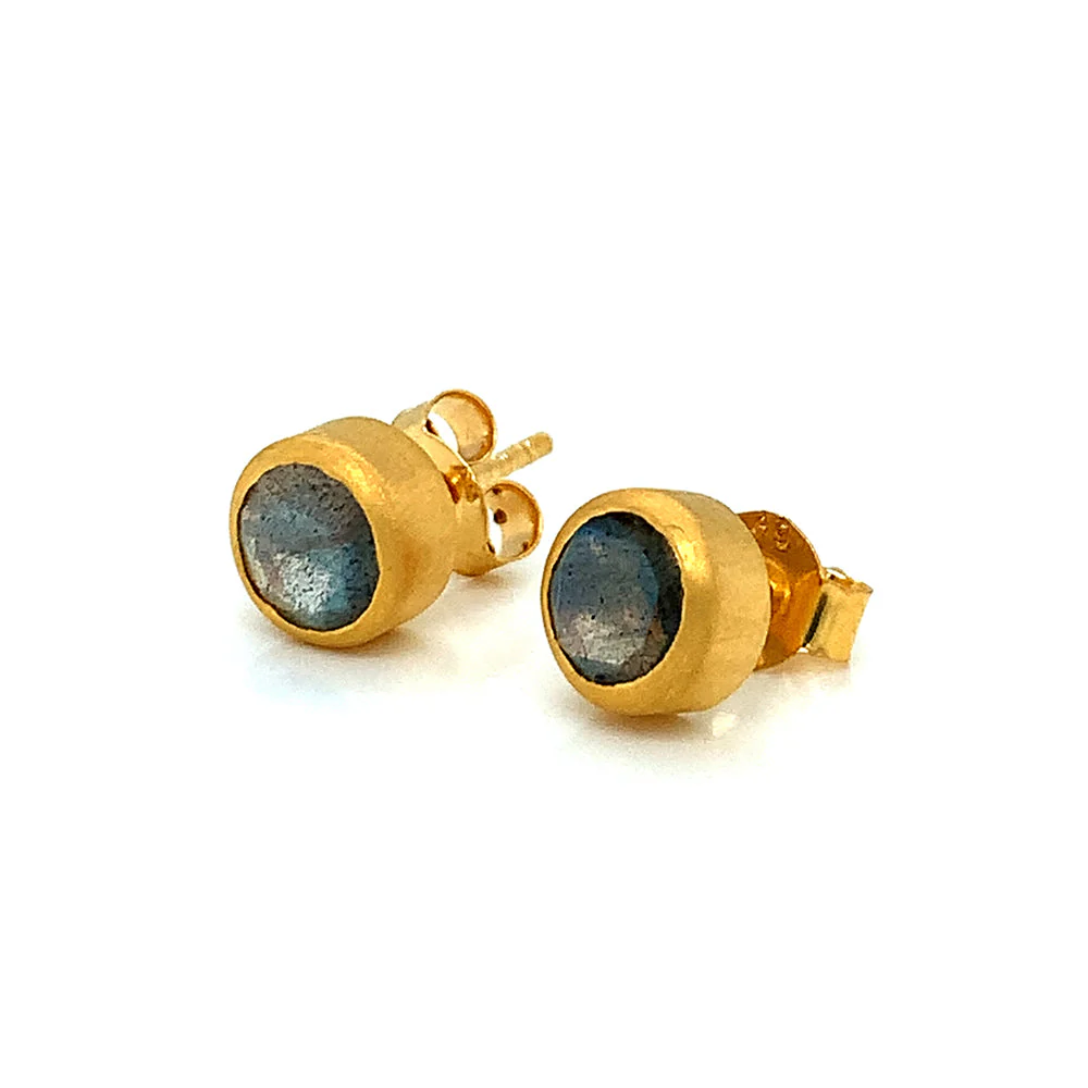 Gold Vermeil & Labradorite Stud Earrings - Image 2