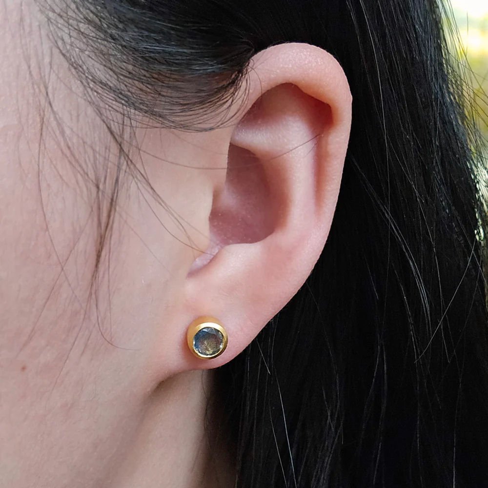 Gold Vermeil & Labradorite Stud Earrings - Image 3