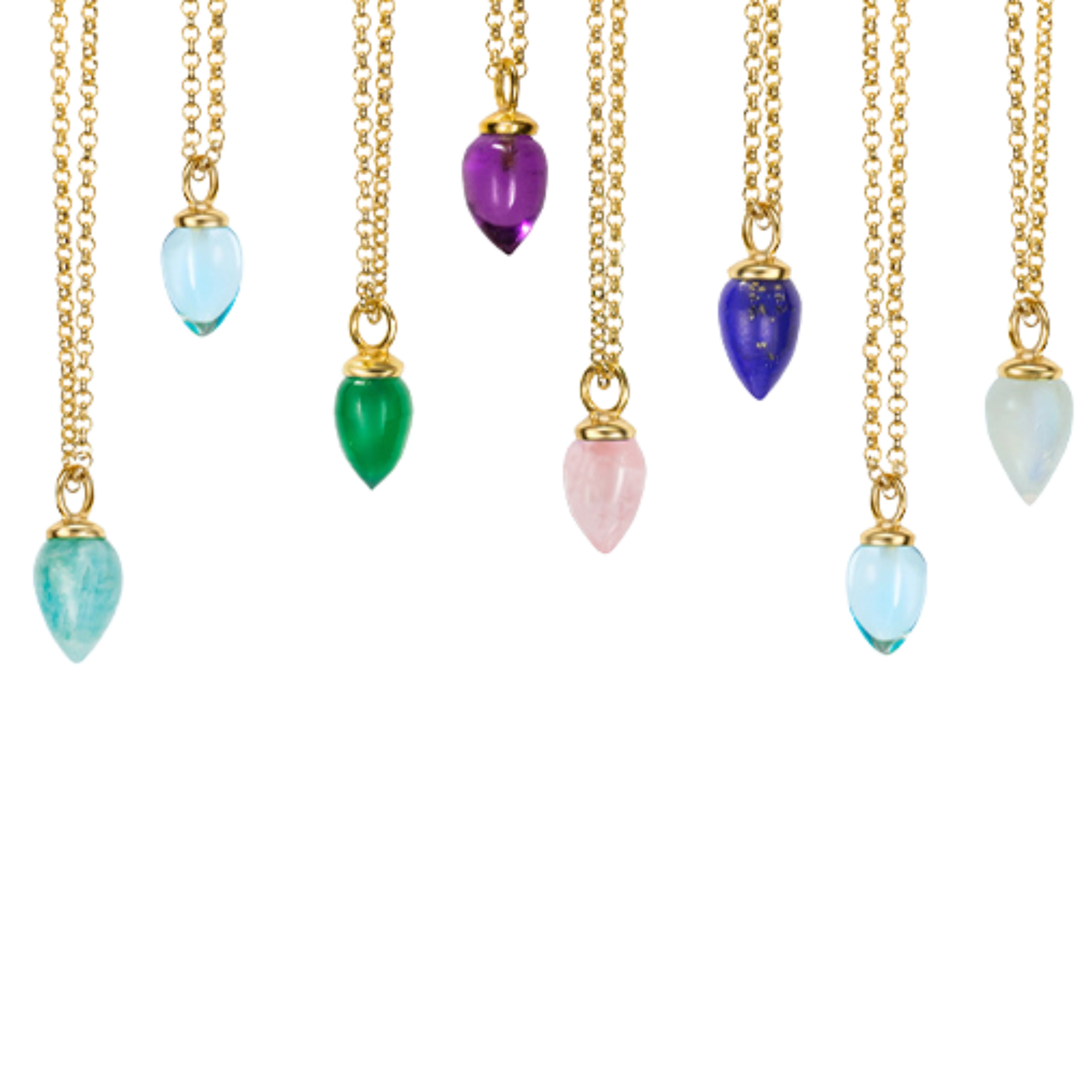 Gold Vermeil Lapis Lazuli Necklace - "Pendulum" - Image 3
