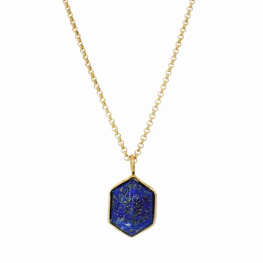 Gold Vermeil & Lapis Necklace "Geo"