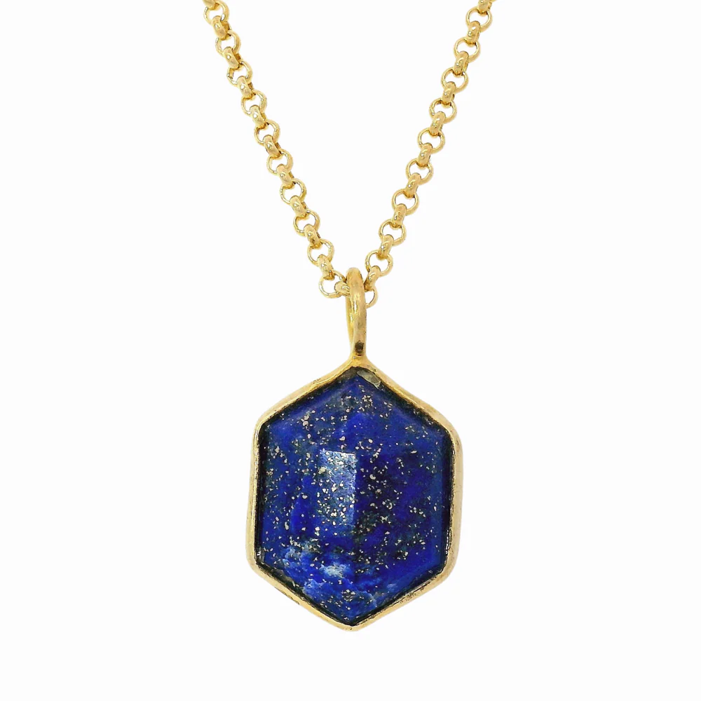 Gold Vermeil & Lapis Necklace "Geo" - Image 2