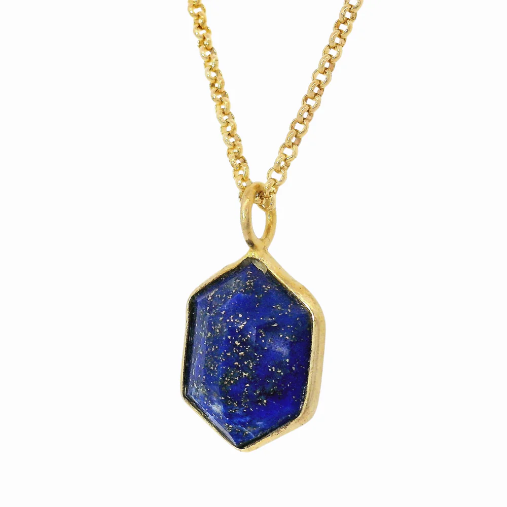 Gold Vermeil & Lapis Necklace "Geo" - Image 3
