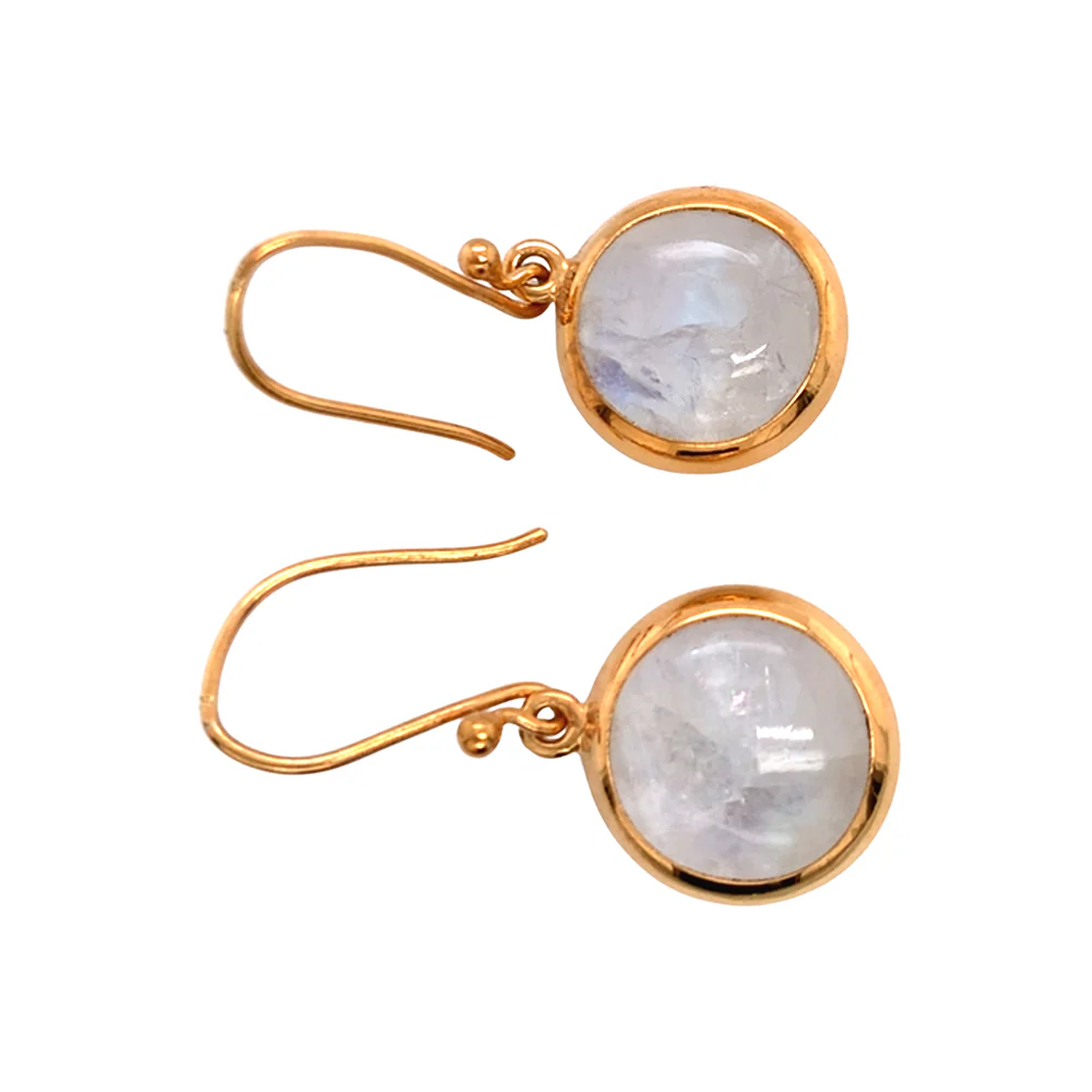 Gold Vermeil Large Moonstone Drop Earrings - Image 2