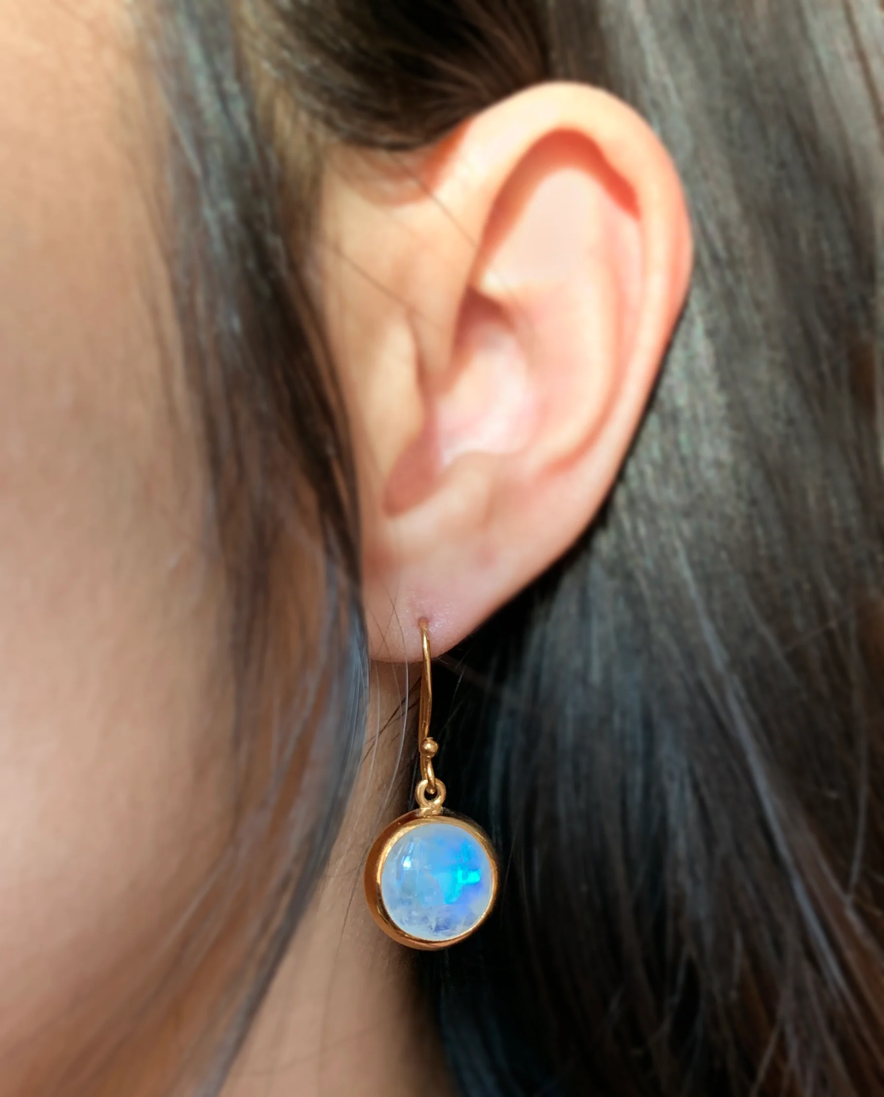 Gold Vermeil Large Moonstone Drop Earrings - Image 3