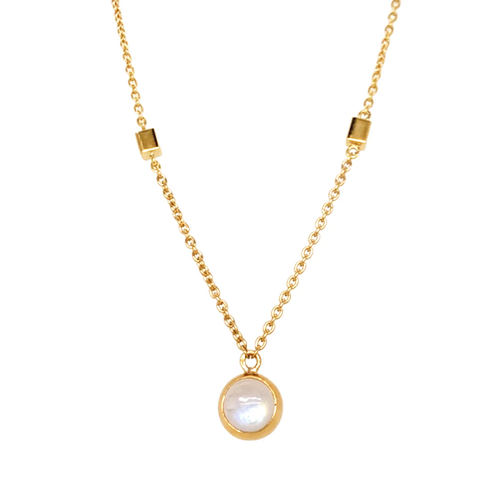 Gold Vermeil Moonstone Necklace - "Golden Array"