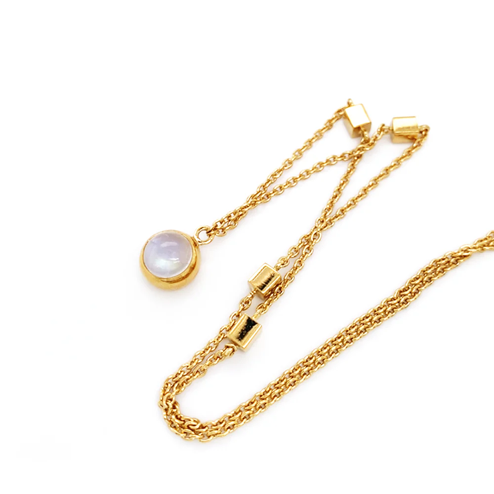 Gold Vermeil Moonstone Necklace - "Golden Array" - Image 3