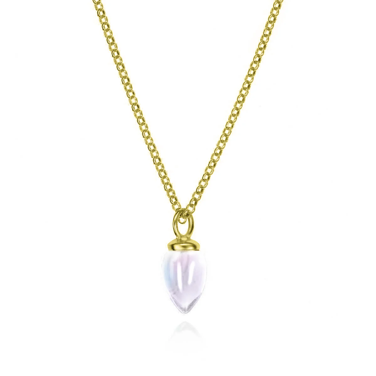 Gold Vermeil Rainbow Moonstone Necklace - "Pendulum"