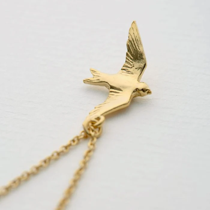 Gold Vermeil Necklace - "Flying Swallow" - Image 2