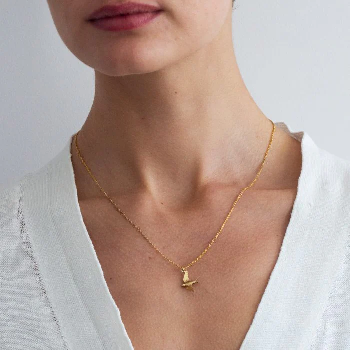 Gold Vermeil Necklace - "Flying Swallow" - Image 3