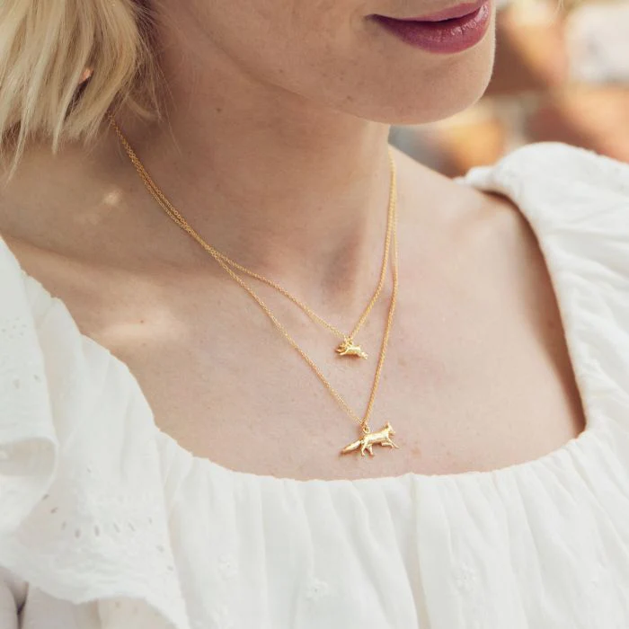 Gold Vermeil Necklace - "Prowling Fox" - Image 4