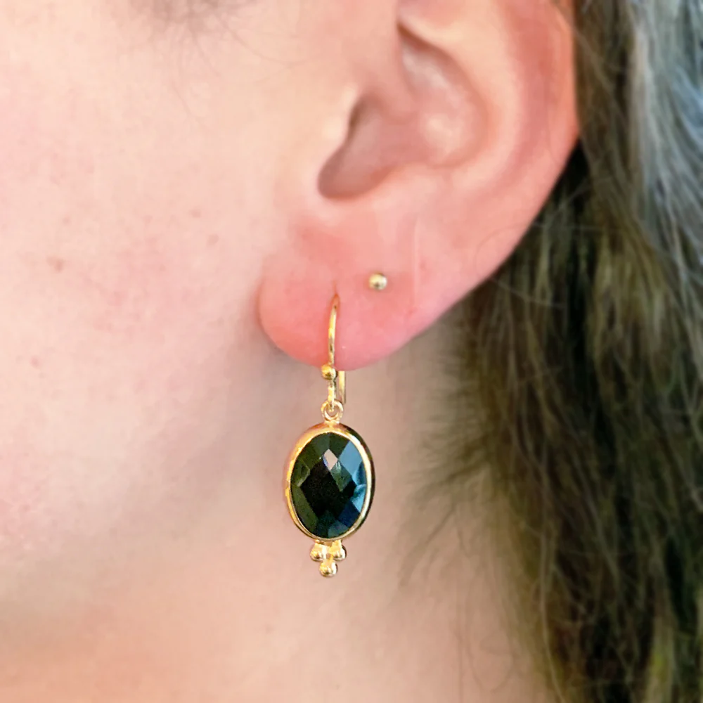 Gold Vermeil & Oval Black Onyx Drop Earrings - Image 3