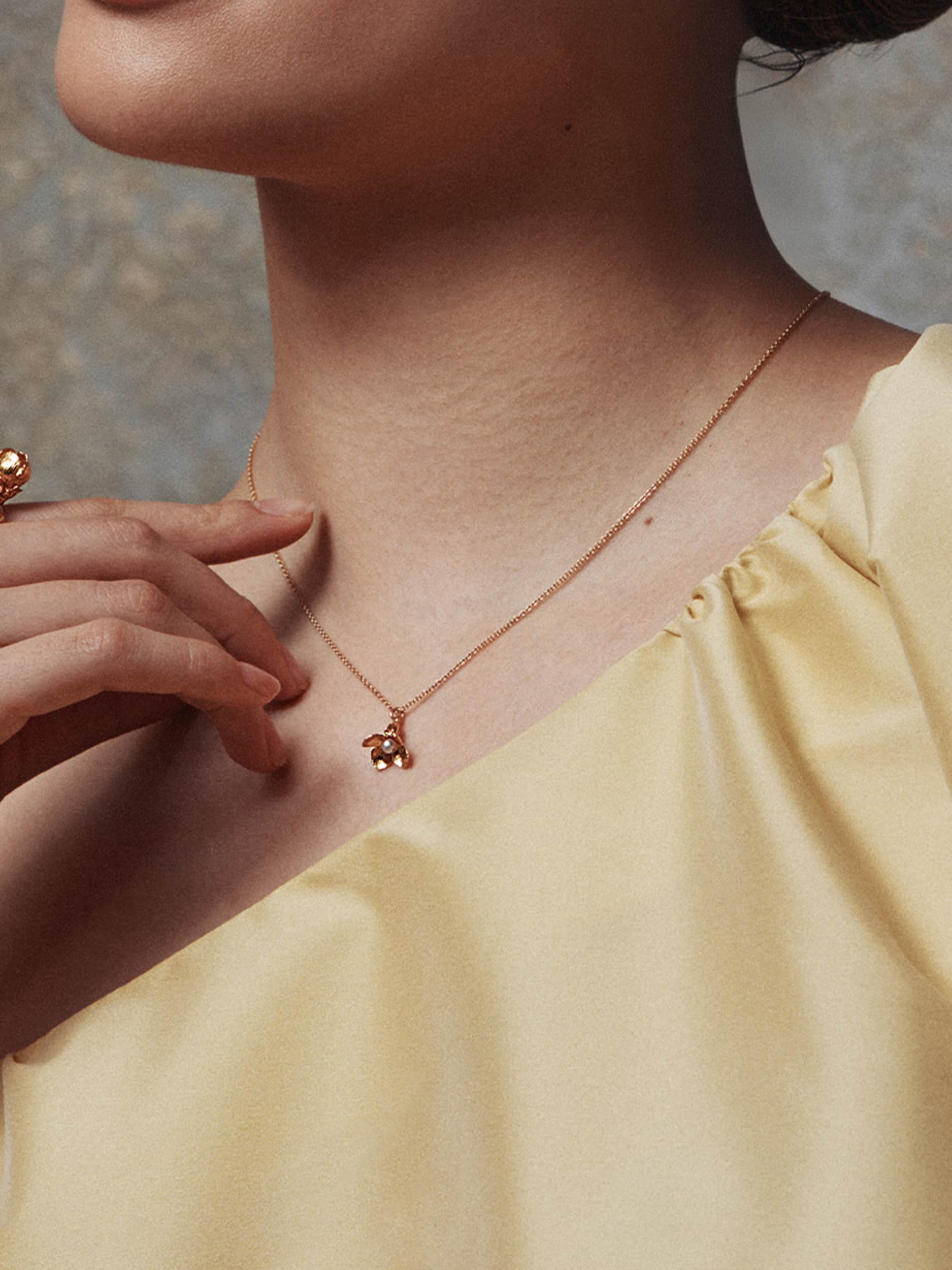 Gold Vermeil & Pearl Necklace - "Cuckoo Flower" - Image 3