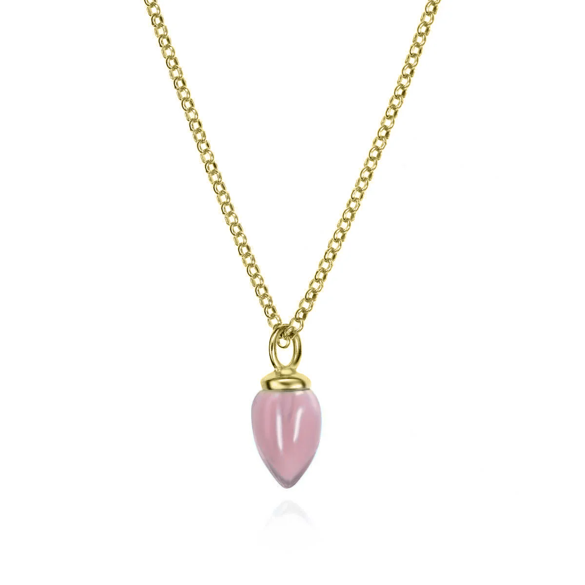 Gold Vermeil Rose Quartz Necklace - "Pendulum"