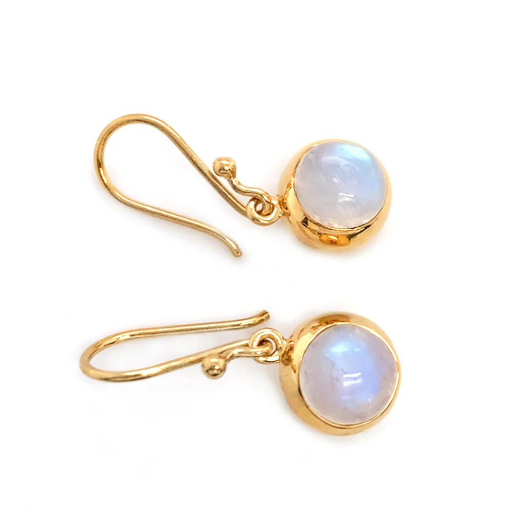Gold Vermeil Small Moonstone Drop Earrings - Image 2