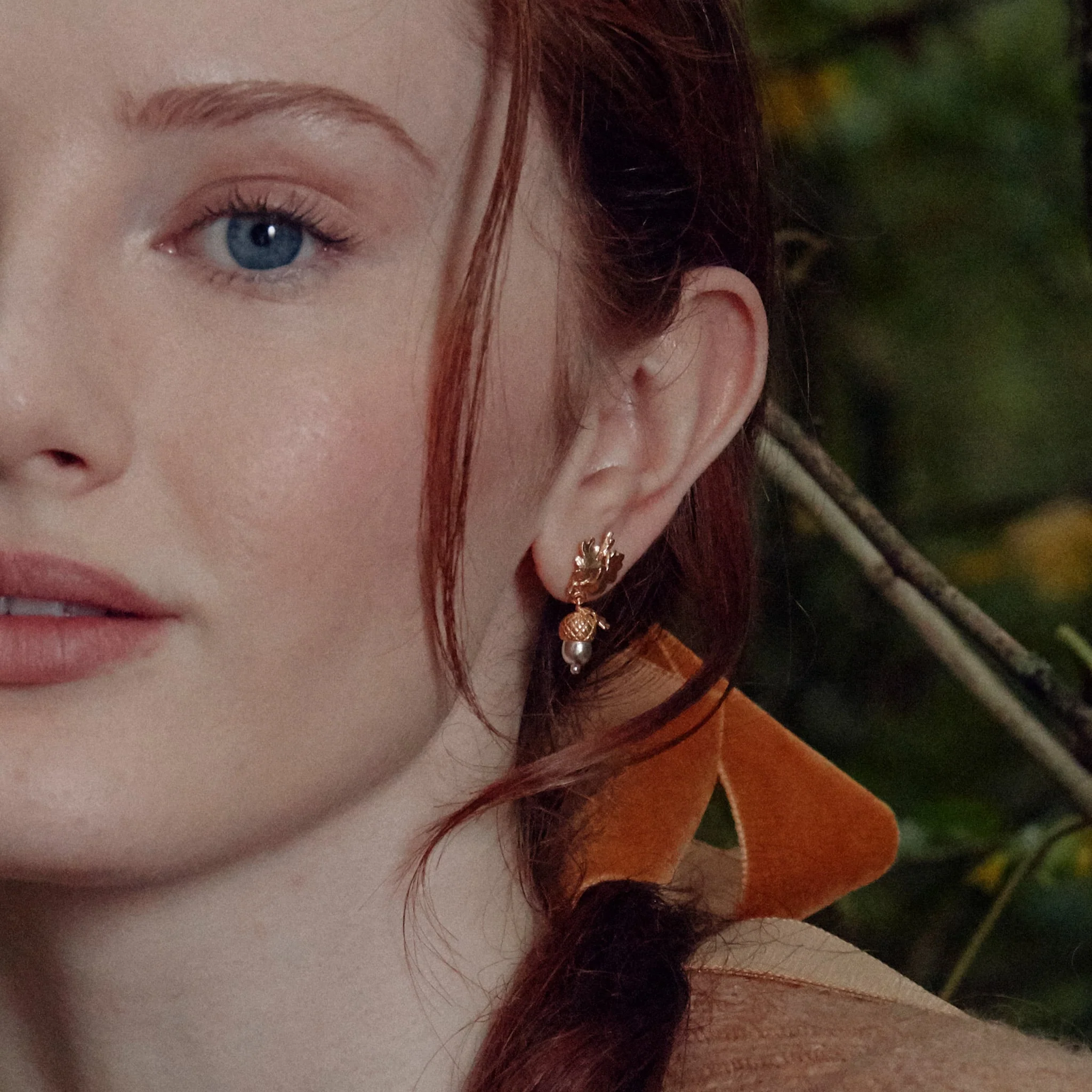 Gold Vermeil & Sterling Silver Drop Earrings - "Acorn" - Image 4