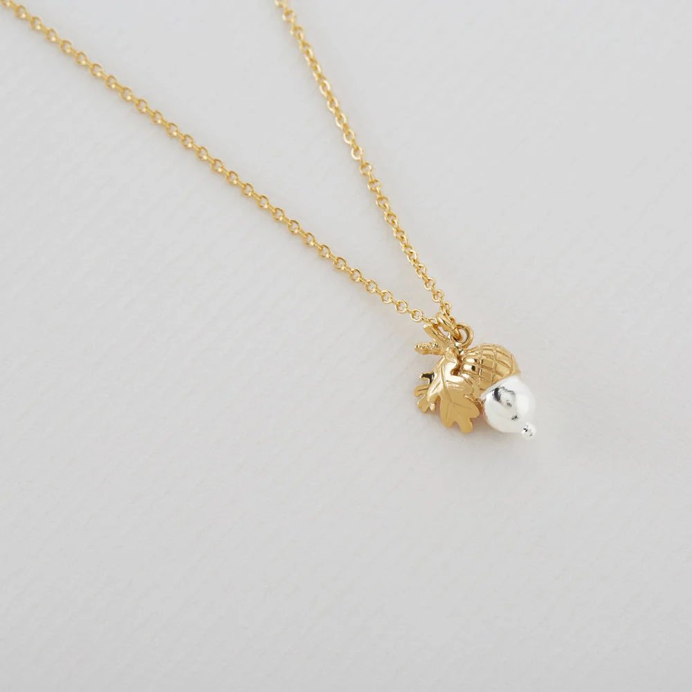 Gold Vermeil & Sterling Silver Necklace - "Acorn" - Image 3