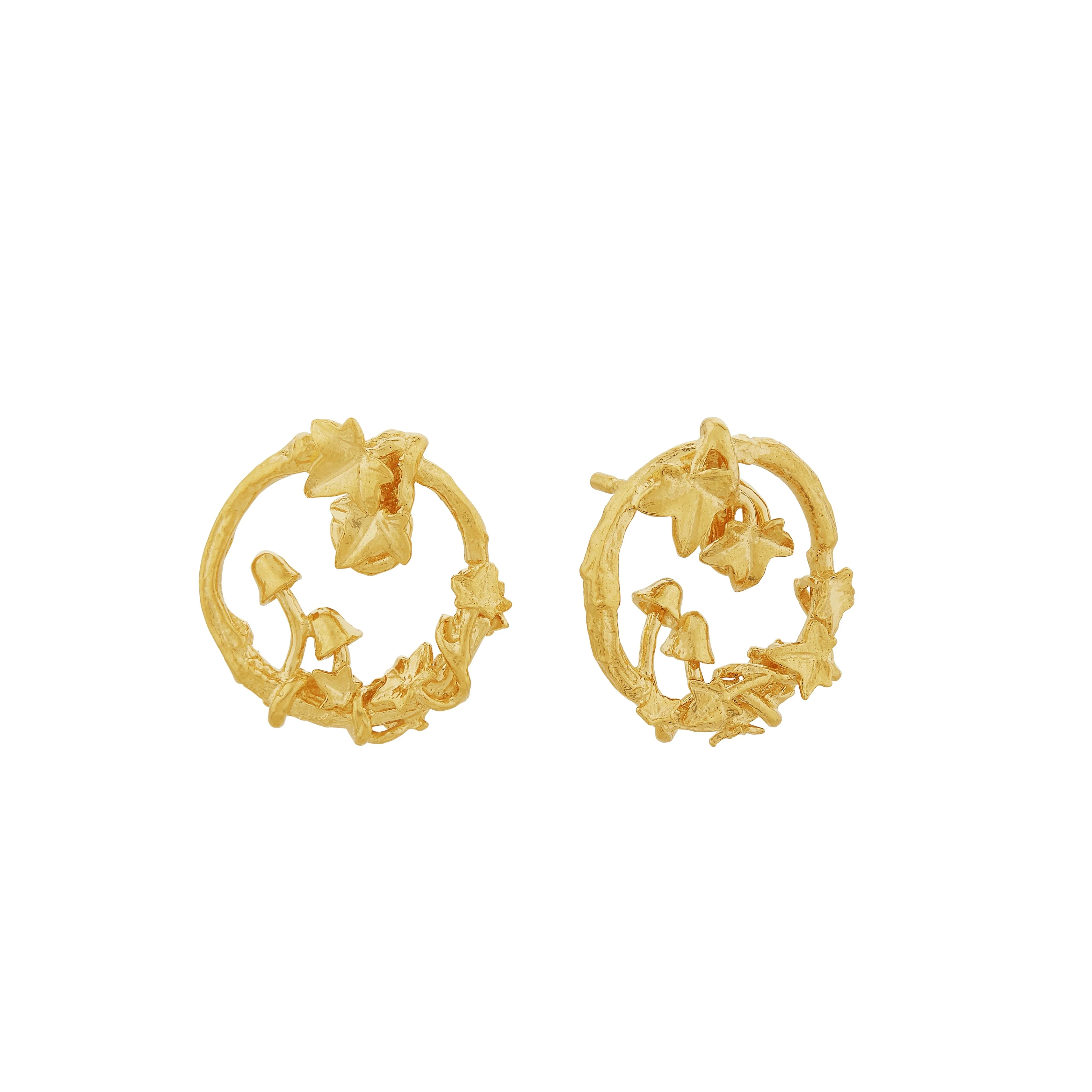 Gold Vermeil Stud Earrings - "Woodland Loop" - Image 3