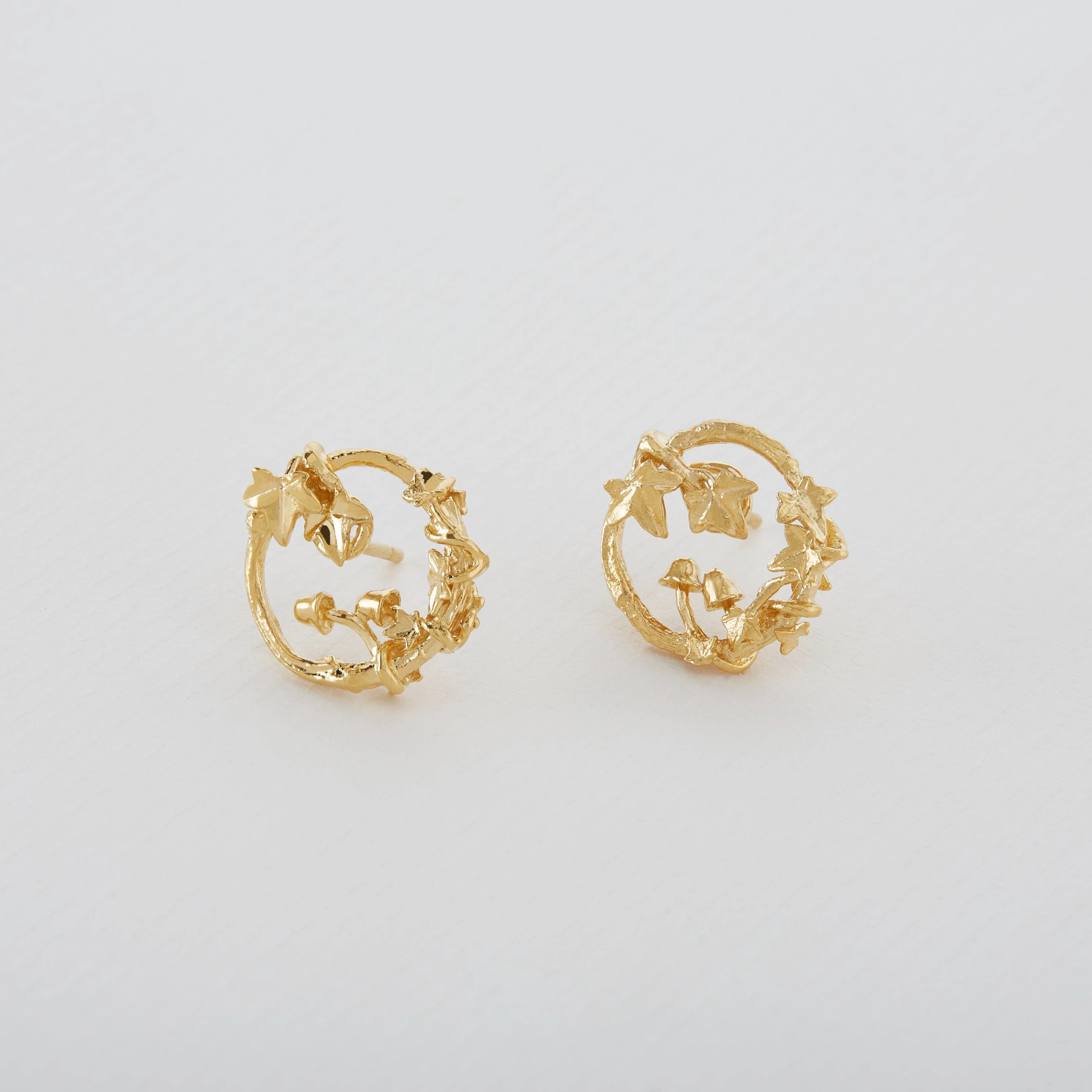 Gold Vermeil Stud Earrings - "Woodland Loop" - Image 4