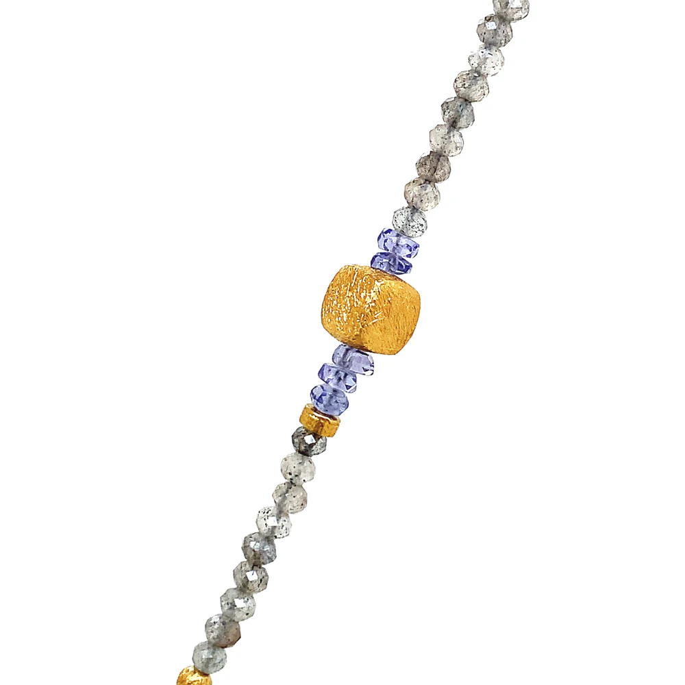 Gold Vermeil Tanzanite Beaded Necklace-"Sweet Dream" - Image 3