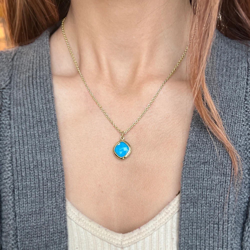 Gold Vermeil & Turquoise Necklace - "Candice" - Image 2