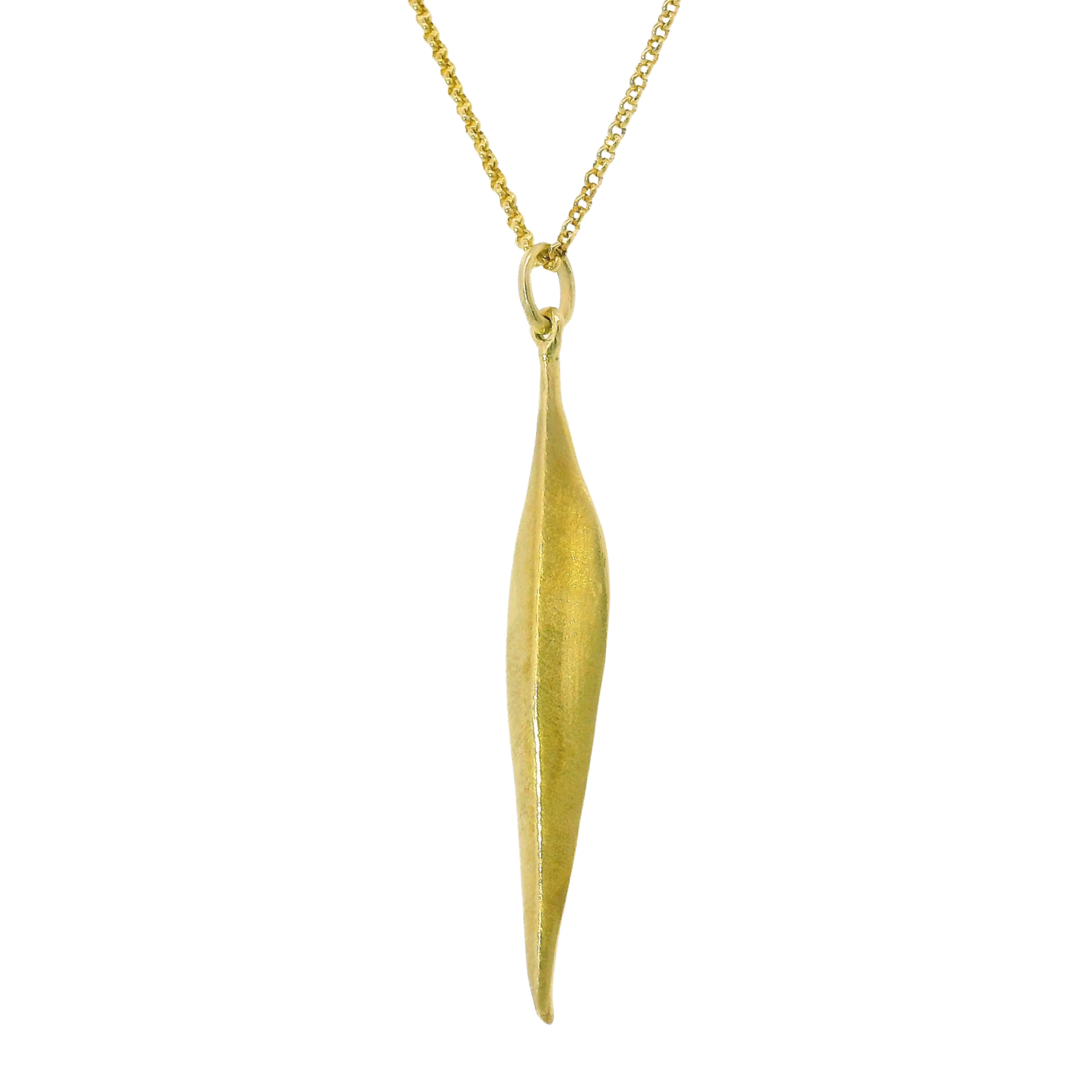 Gold Vermeil Large Leaf Necklace - "Forest" - Image 4