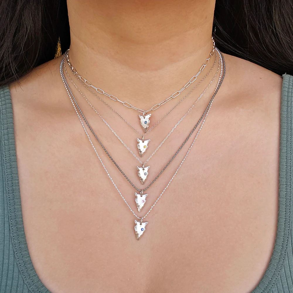Green Montana Sapphire Sterling Silver Pendant - "Arrowhead" - Image 5