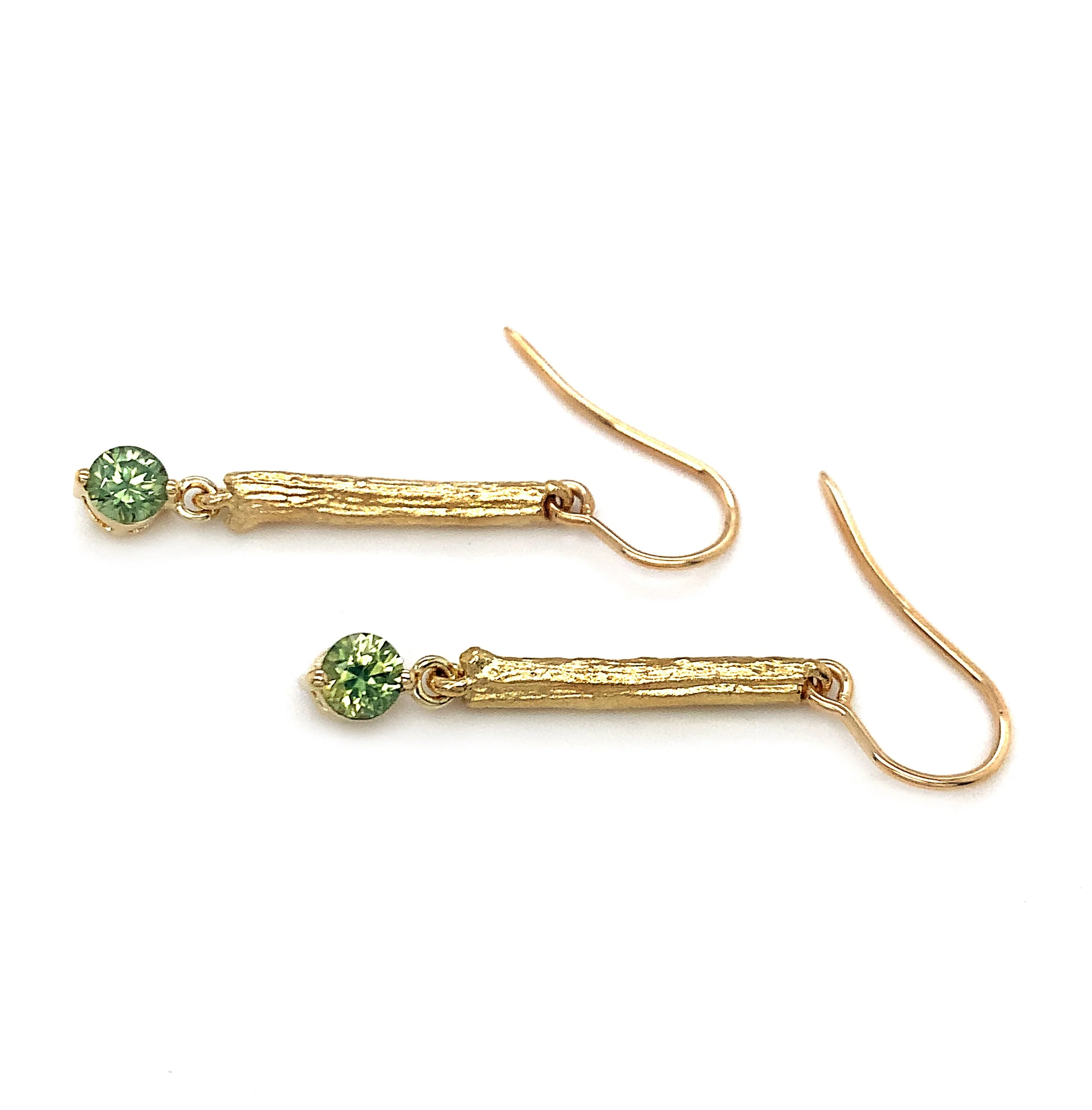 Green Montana Sapphire Drop Earrings - "Olive Branch" - Image 3