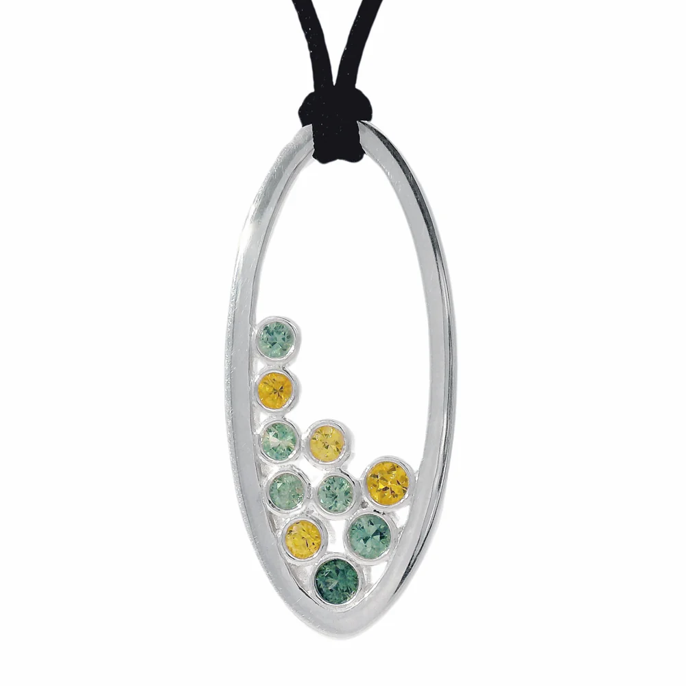 Green & Yellow Montana Sapphire Bubble Necklace - "Spring is Sprung" - Image 3