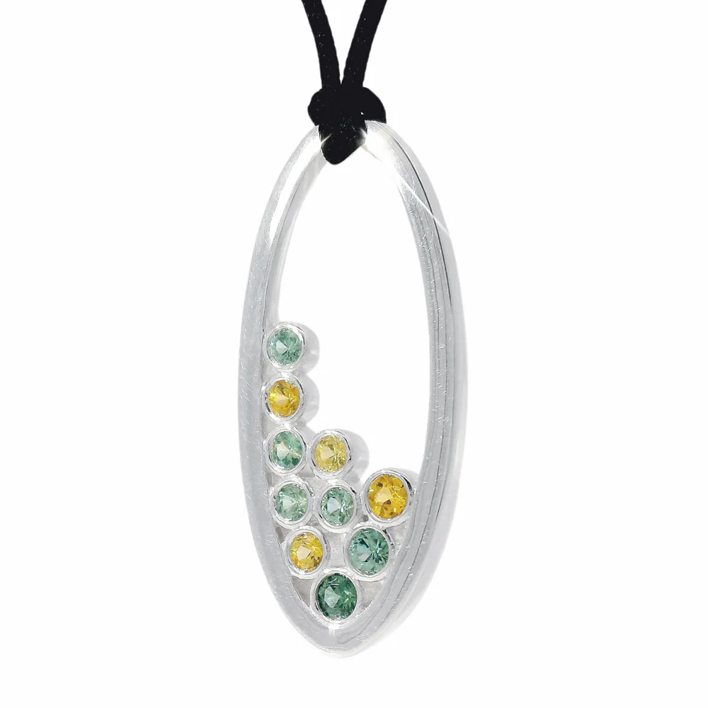 Green & Yellow Montana Sapphire Bubble Necklace - "Spring is Sprung" - Image 4