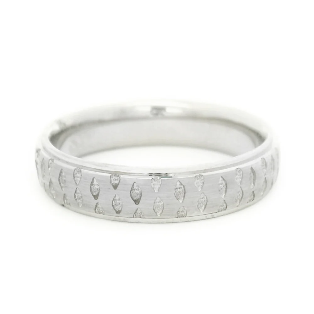 Sterling Silver Men's Band - "Footprints in the Snow"