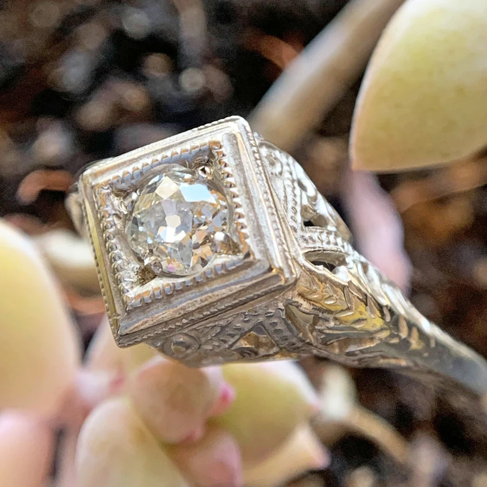 Old Miner Diamond Ring - "Kristine" - with Antique Diamond - Image 2