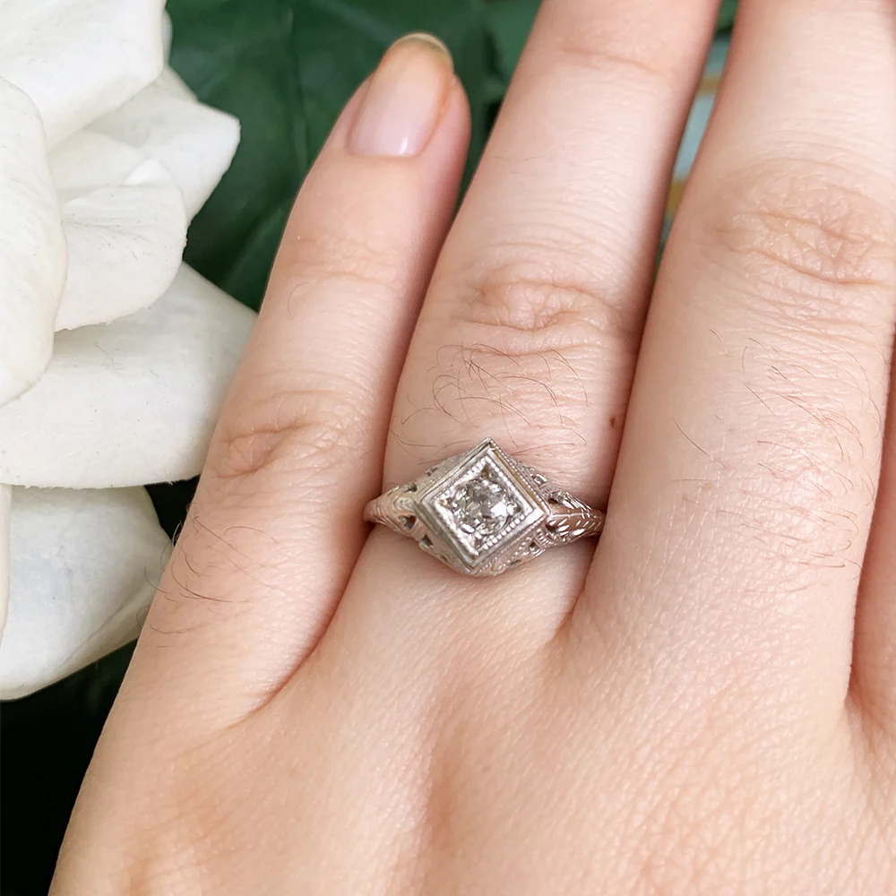 Old Miner Diamond Ring - "Kristine" - with Antique Diamond - Image 7