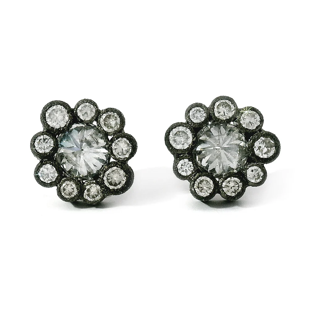 Inverted Diamond Halo Earrings -"Celestials"
