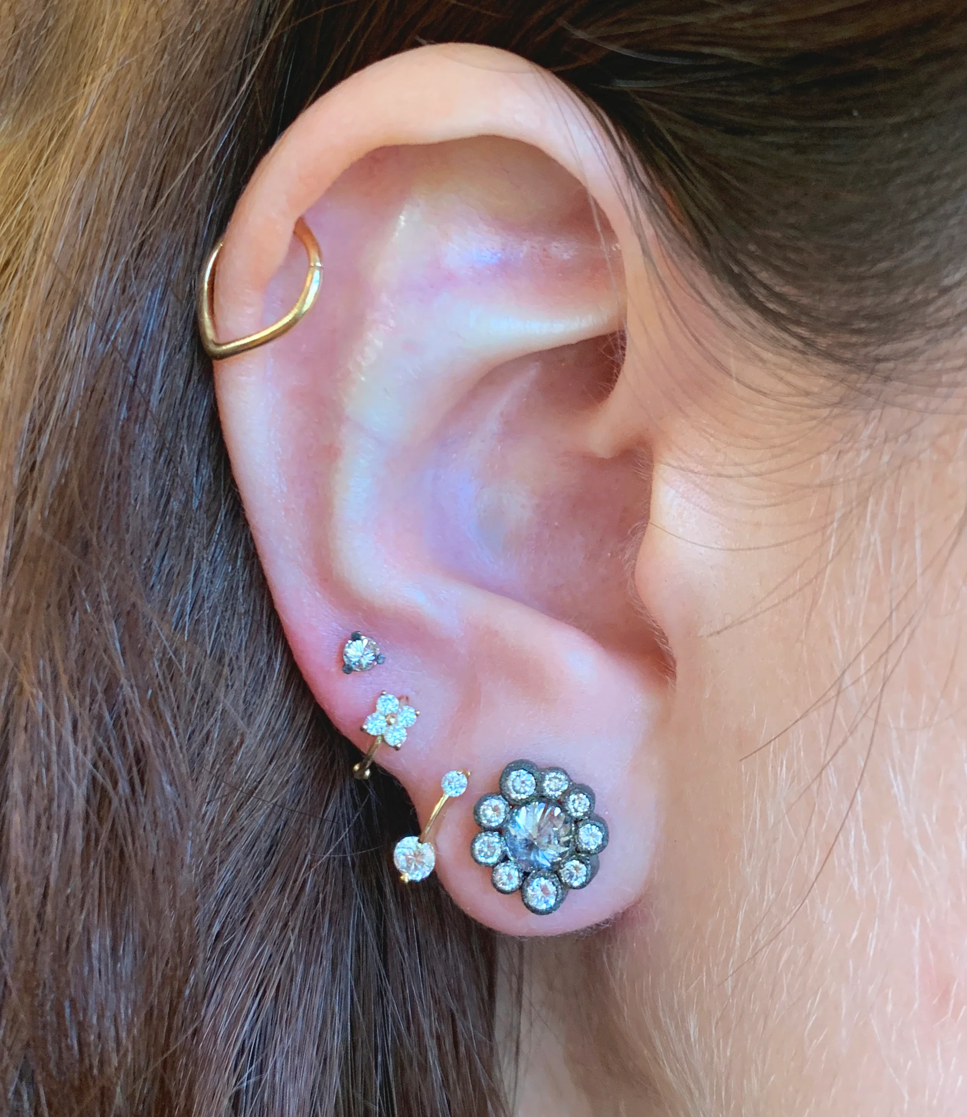Inverted Diamond Halo Earrings -"Celestials" - Image 4