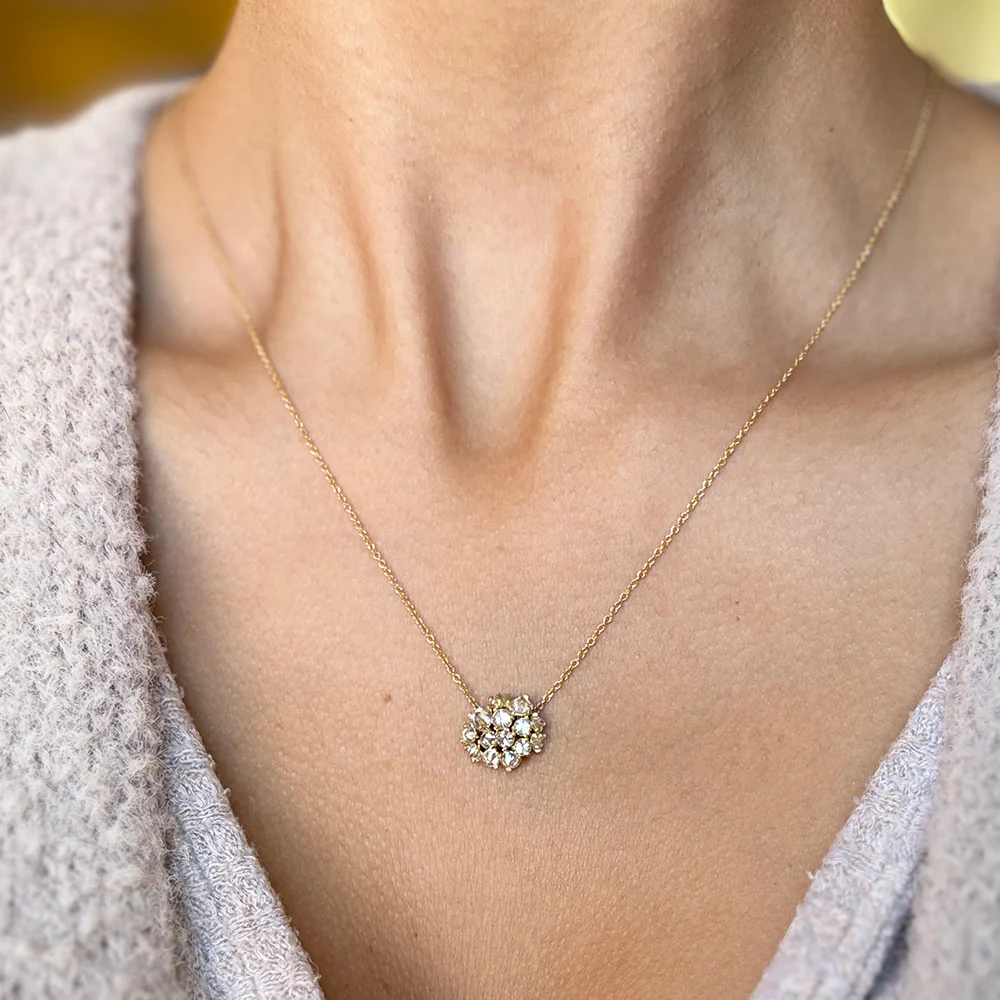 Inverted Diamond & Yellow Gold Necklace - "Untamed" - Image 2