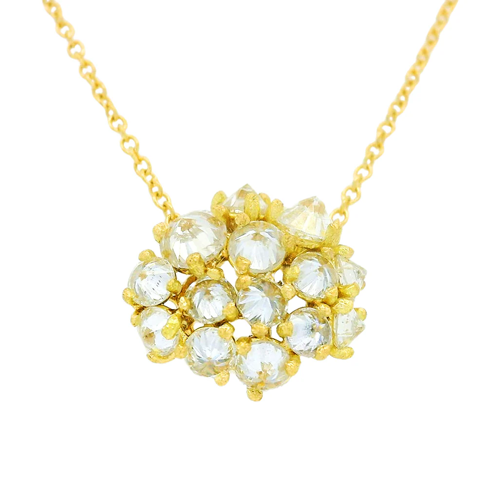 Inverted Diamond & Yellow Gold Necklace - "Untamed" - Image 3