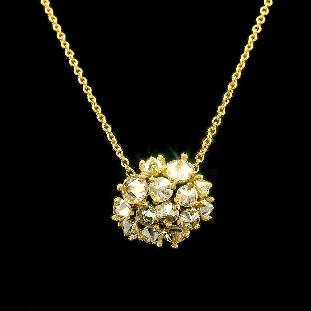 Inverted Diamond & Yellow Gold Necklace - "Untamed" - Image 7