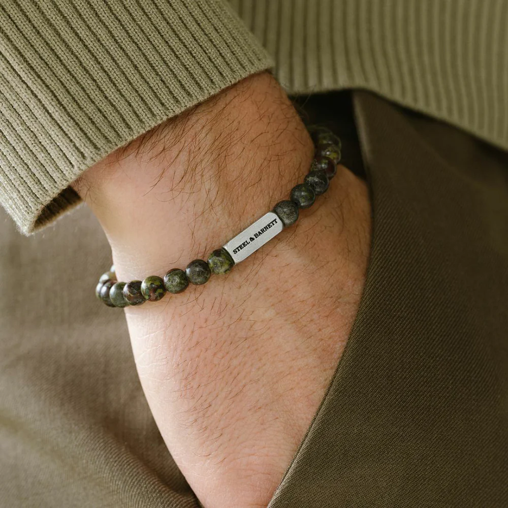 "Natural Ned" Bracelet with Kambaba Jasper Beads by Steel & Barnett - Image 2