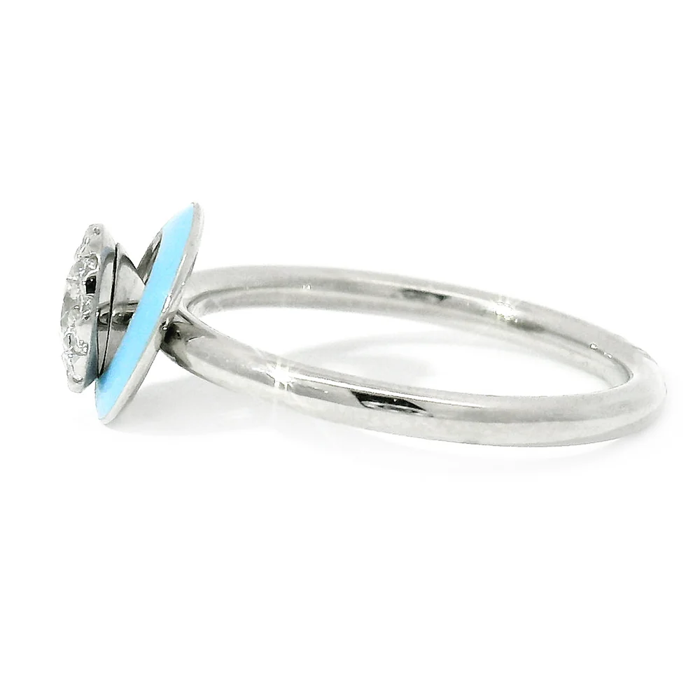 Kinetic Ceramic Halo & Diamond Ring - "Happy Baby Blue" - Image 4