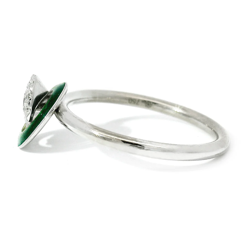Kinetic Ceramic Halo & Diamond Ring - "Happy Dark Green" - Image 4